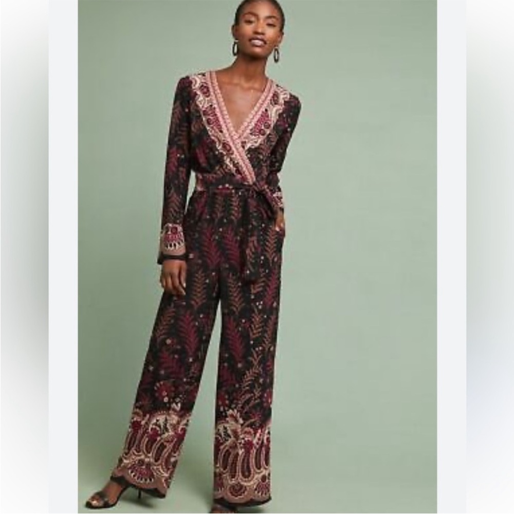 One September embroidered jumpsuit Anthropologie XXS